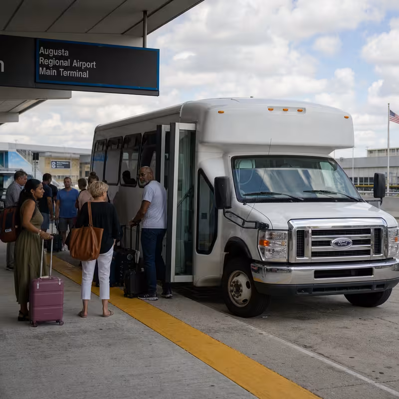 Black Mercedes Sprinter van staged for an Augusta Airport Transportation group