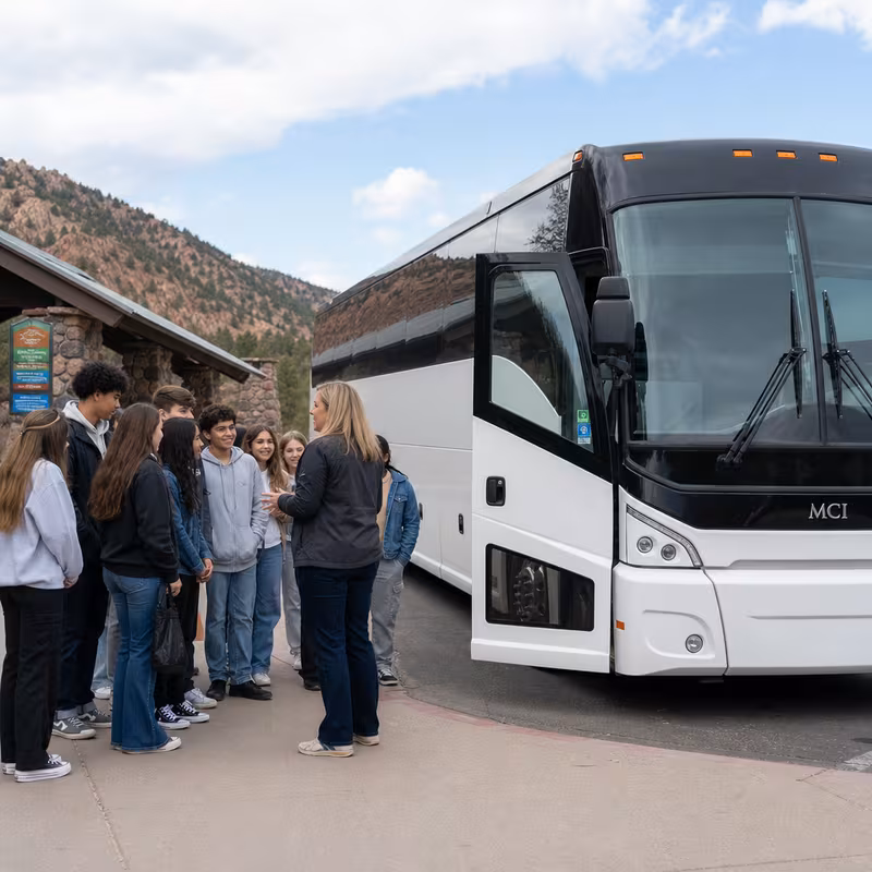 Black Mercedes Sprinter van staged for an Augusta School Transportation group
