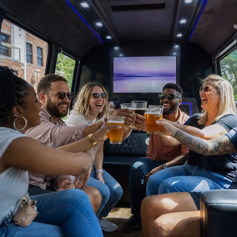 Black Mercedes Sprinter van staged for an Augusta Winery & Brewery Tour Transportation group